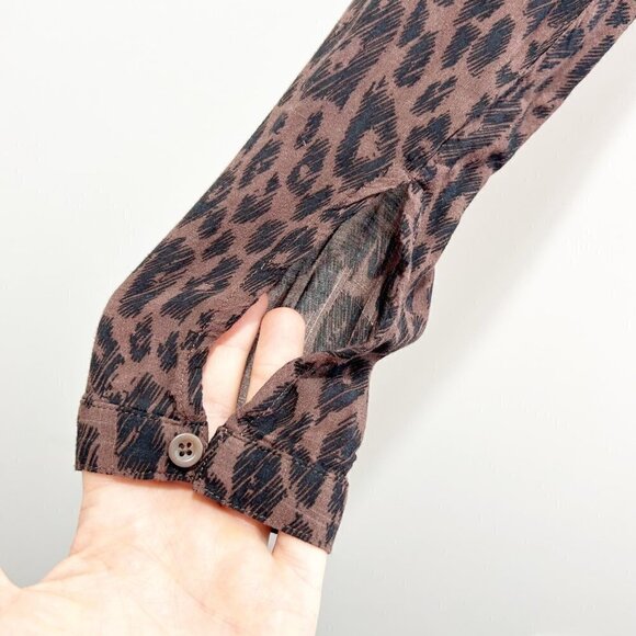🌷SALE Cloth & Stone Bella Dahl Leopard Print Tie Front Top Size XS Oversized - Picture 10 of 15